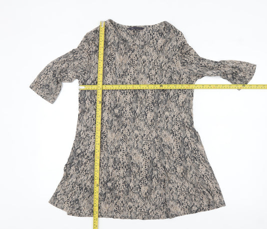 Marks and Spencer Womens Beige Animal Print Tunic Top UK 8