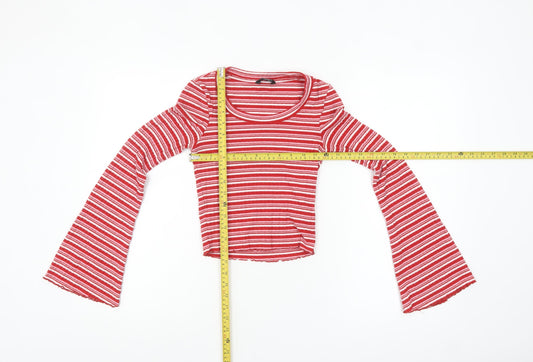 Womens UK Size 2XS Monki Red Cropped T-Shirt