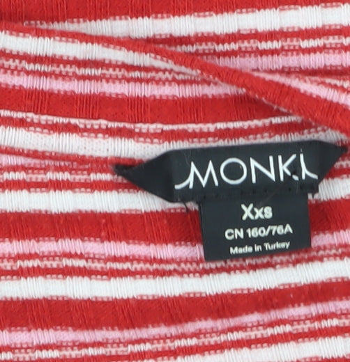 Womens UK Size 2XS Monki Red Cropped T-Shirt