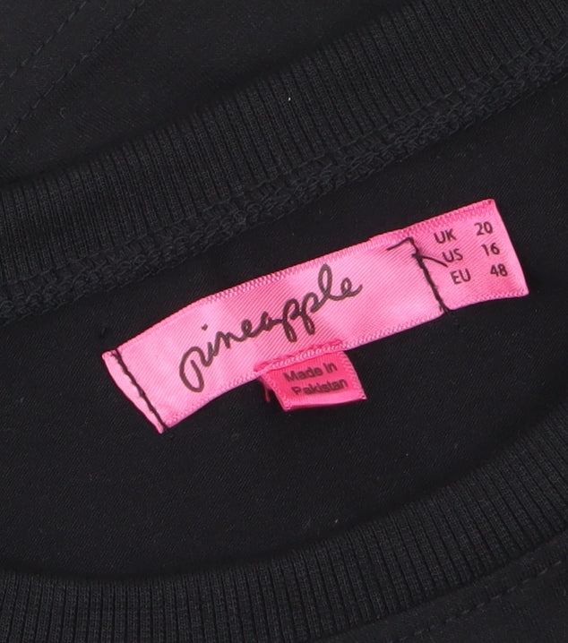 Womens UK Size 20 Pineapple Black Basic T-Shirt
