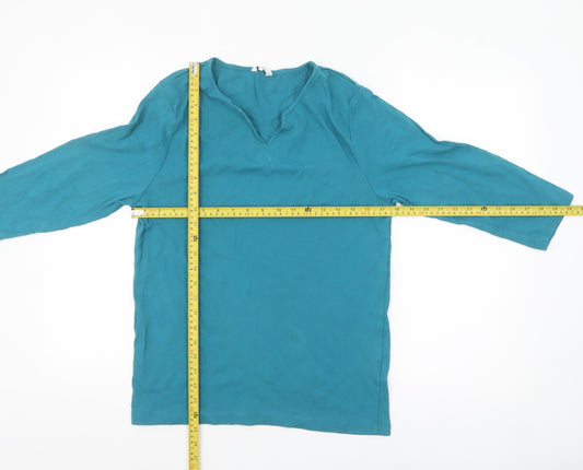 Womens UK Size 18 Cotton Traders Blue Basic T-Shirt