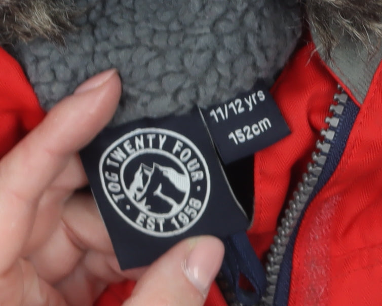 Additional view of TOG24 boys’ red hooded parka coat jacket 11-12 years waterproof winter warm