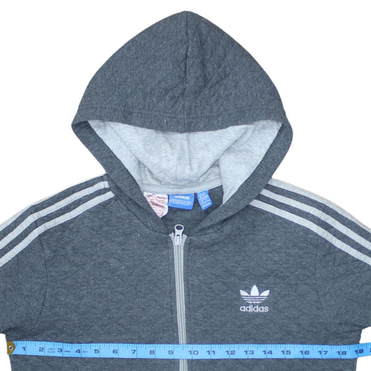 Adidas Boys Grey Full Zip Hoodie 13-14 Years Classic Sports Logo