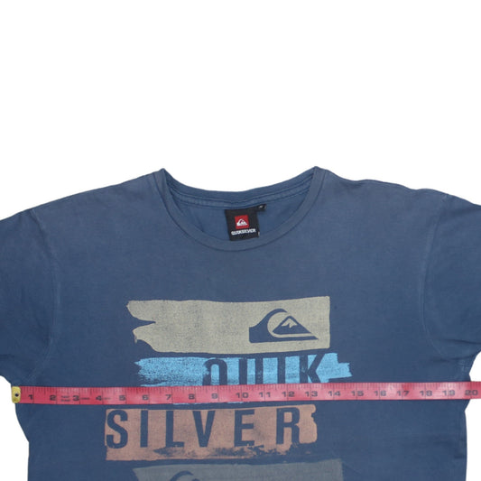 Quiksilver Men's Blue Graphic Logo Crew Neck T-Shirt Size S