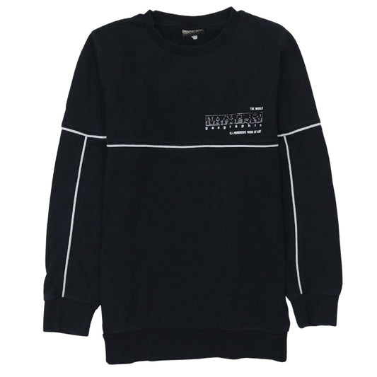 Additional front view of Napapijri Teens Black Logo Crew Neck Sweatshirt, size 14, Regular Fit