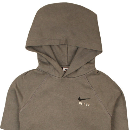 Brand and care label for Nike boys’ brown pullover hoodie l logo fleece hooded sweatshirt