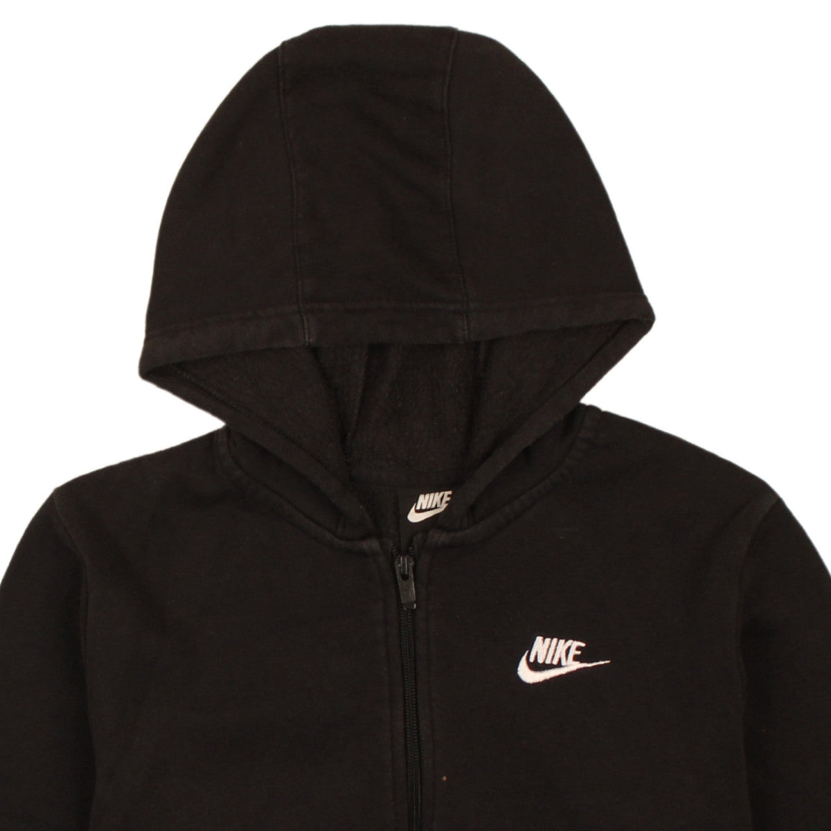 Brand and care label for Nike boys’ black full zip hoodie xl 158-170cm fleece sweatshirt