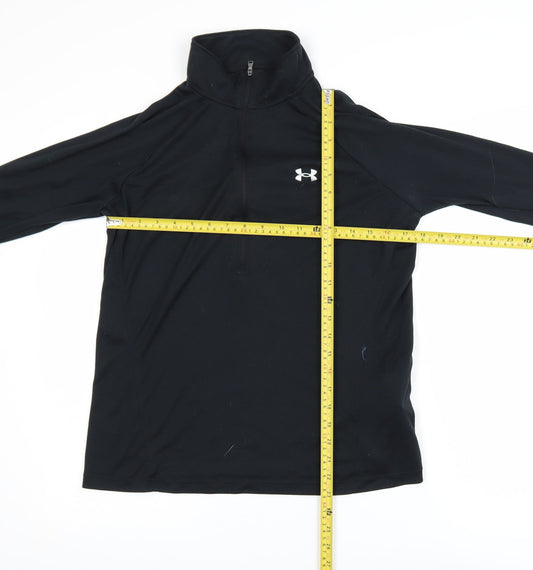 Under Armour Boys Black L Long Sleeve 1/4 Zip Track Jacket HeatGear
