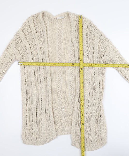Garnet Hill Women's Beige Open-Knit Linen Cotton Cardigan Size S