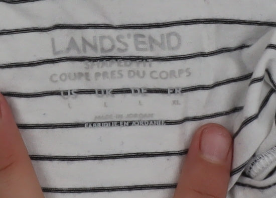Womens UK Size L Lands' End White Basic T-Shirt
