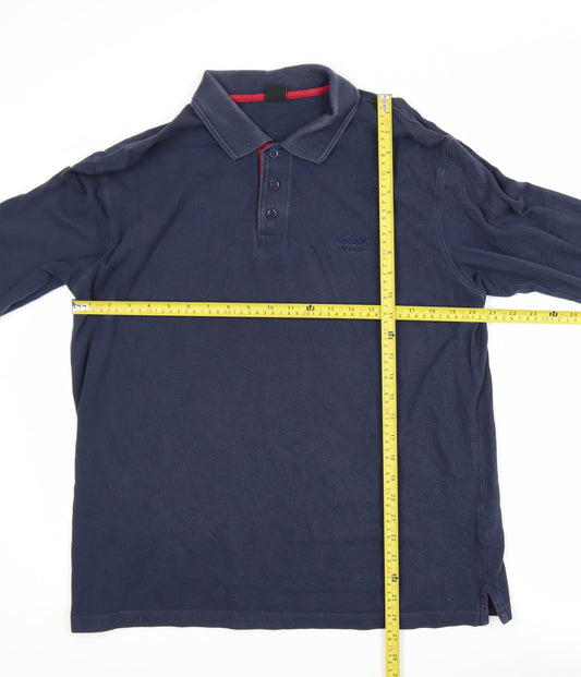 Cotton Traders Men's Blue Long Sleeve Cotton Polo Shirt M