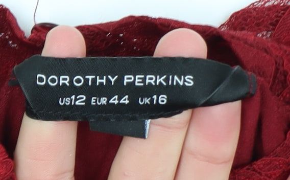 Womens UK Size 16 Dorothy Perkins Red Jersey Blouse