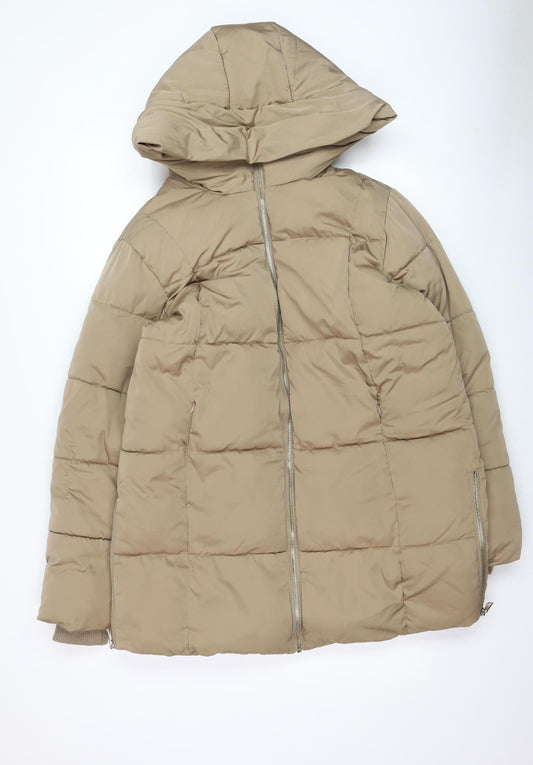 Womens UK Size M F&F Beige Puffer Jacket