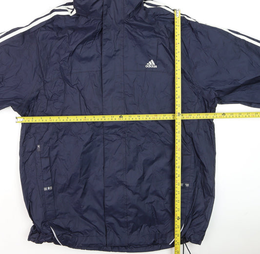 Adidas Men’s Blue Windbreaker Jacket L Full Zip Lightweight Sportswear