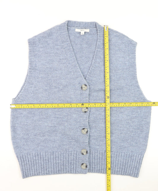 Next Men’s Blue Knit Button Vest Jumper L Acrylic Blend