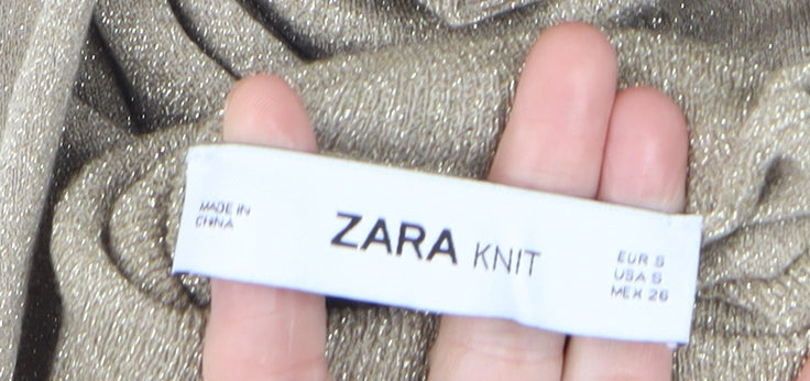 Womens UK Size S Zara Beige Basic Blouse