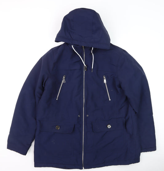 Womens UK Size 16 Papaya Blue Parka Coat