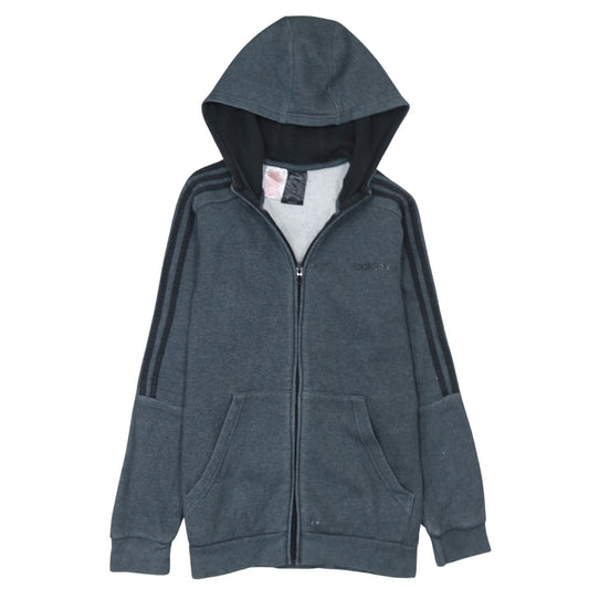 Additional front view of Adidas boys’ grey full zip fleece hoodie, size 13-14, years