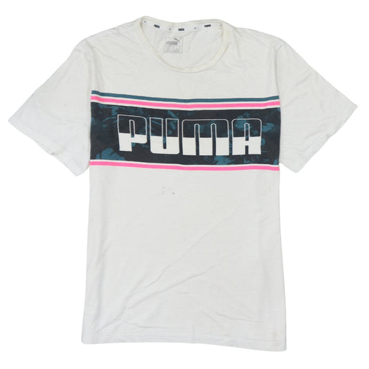 Additional front view of Puma Women’s White Logo T-Shirt, size UK 10, Casual Cotton