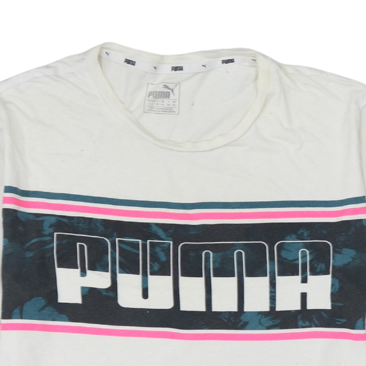 Additional view of Puma Women’s White Logo T-Shirt, size UK 10, Casual Cotton