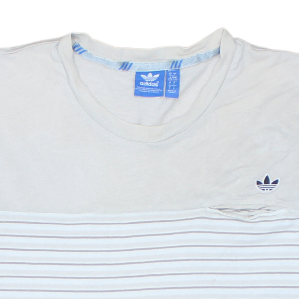 Additional view of Adidas Men White Striped Cotton Crew Neck Short Sleeve T-Shirt L