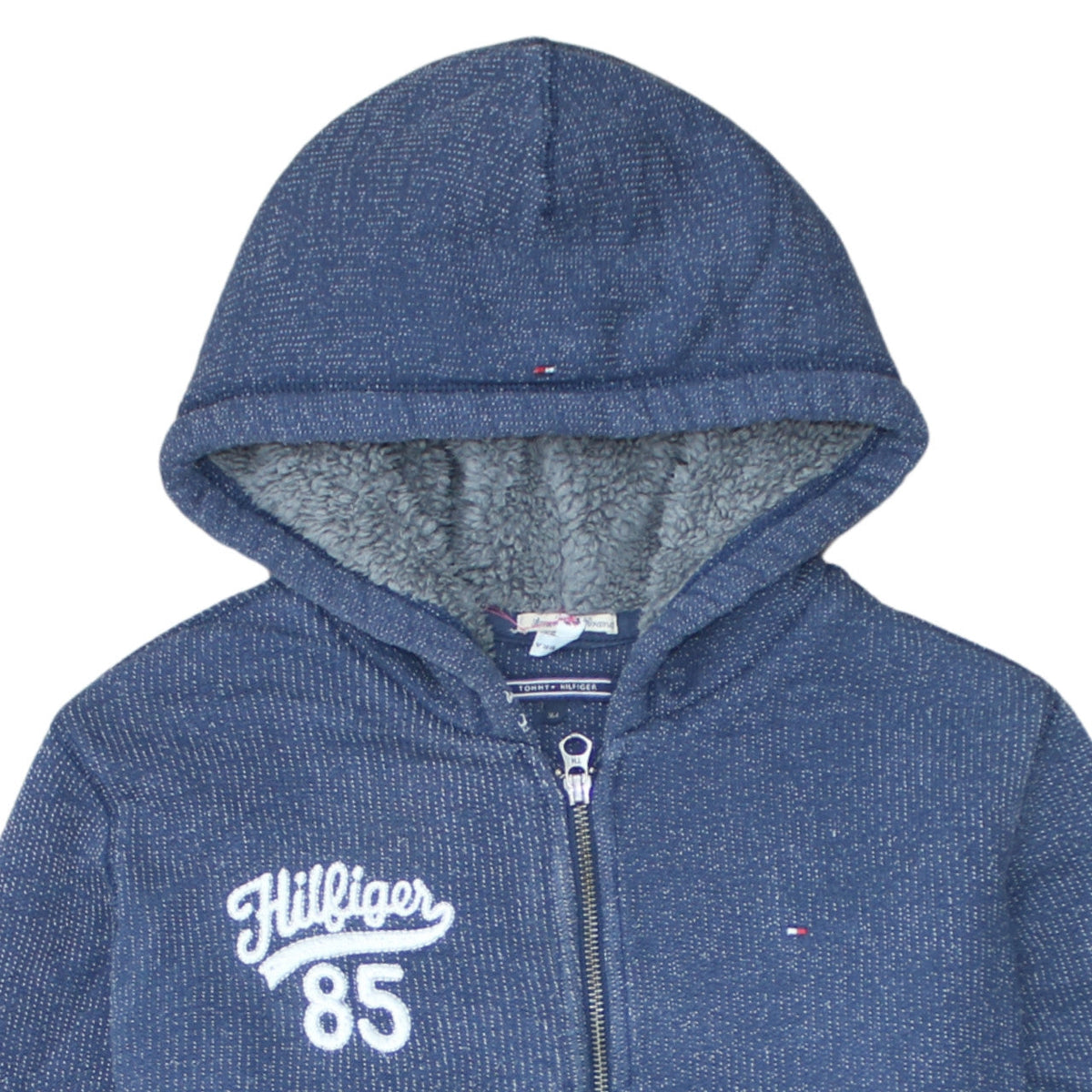 Additional view of Tommy Hilfiger boys’ blue full zip hooded sweatshirt, size 164, (age 13-14)