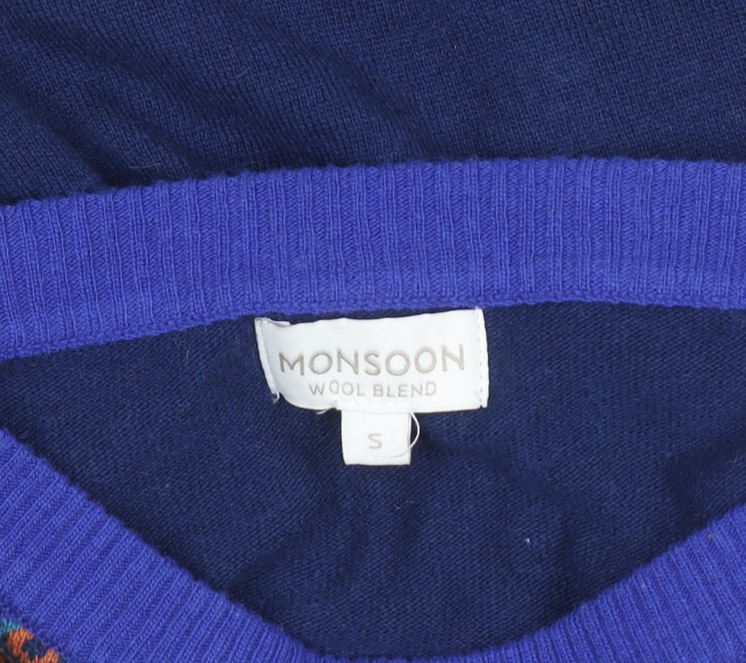 Womens UK Size S Monsoon Blue Pullover Jumper