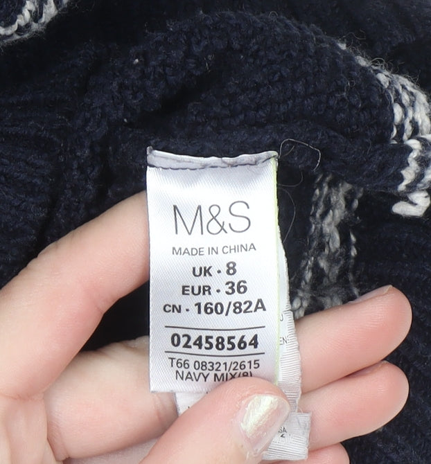 Marks and Spencer Women’s Blue Fair Isle Knit Jumper Size 8