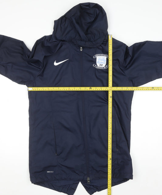 Nike Men's Blue Hooded Windbreaker Jacket M Preston North End F.C Sportswear