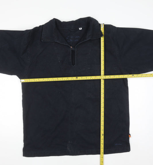 All Ocean Men's Blue Cotton Nautical Long Sleeve Shirt M