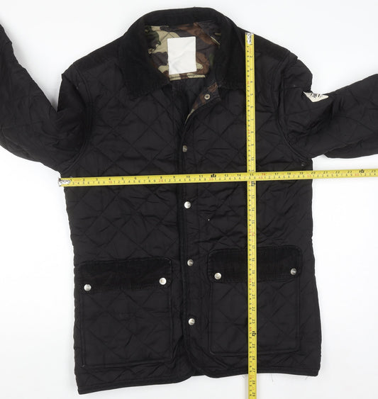 Womens UK Size S Fabric Black Quilted Coat