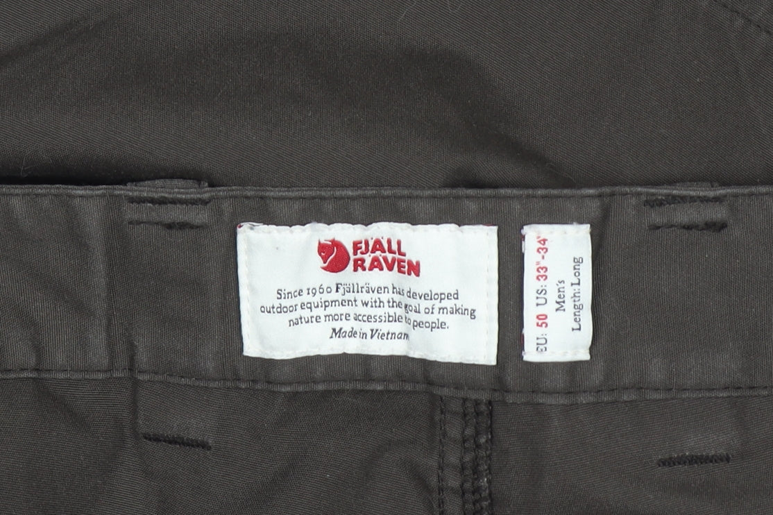 Mens UK Size L Fjällräven Regular Fit Cargo Brown Trousers