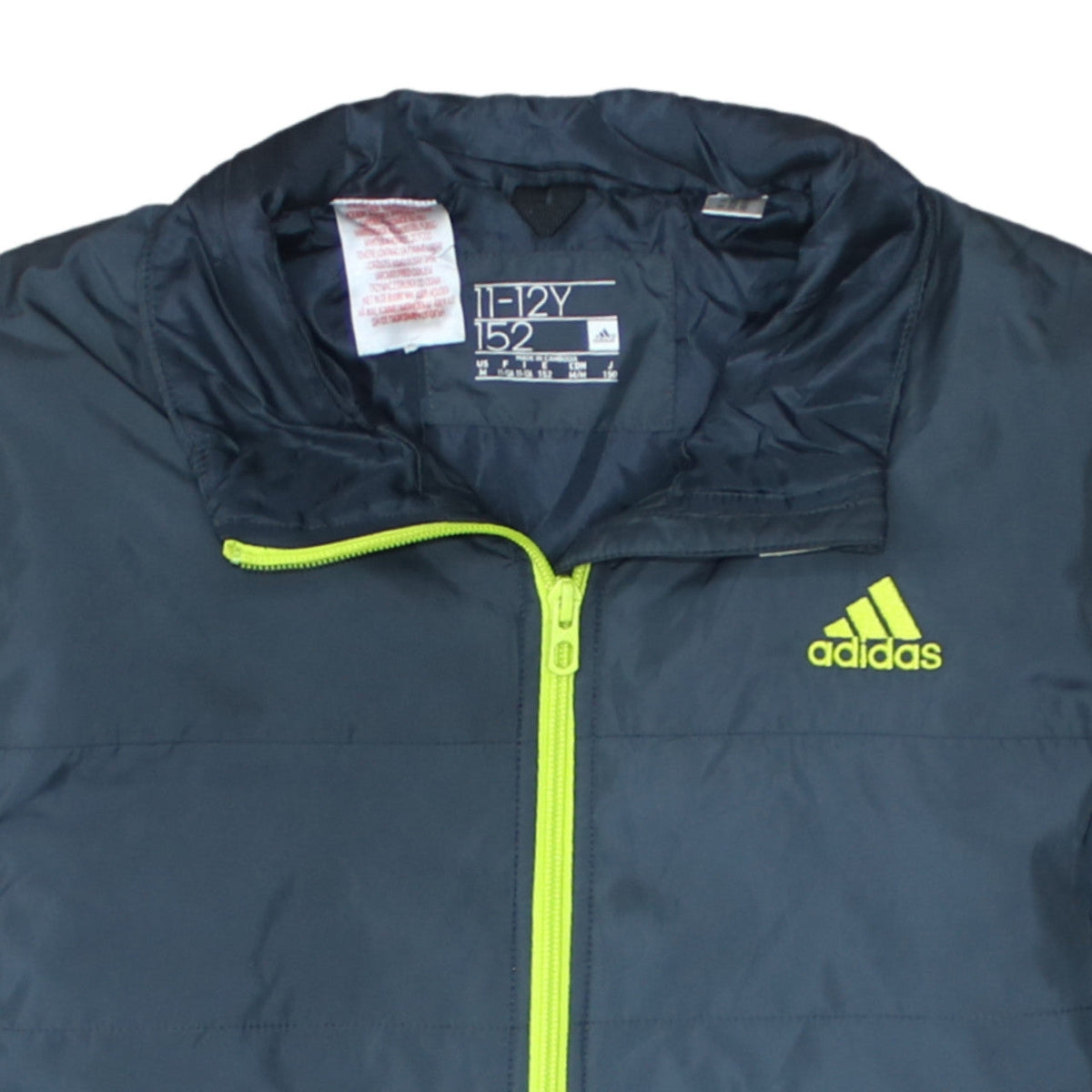 Additional view of Adidas boys’ blue 11-12 years lightweight puffer jacket with neon zip