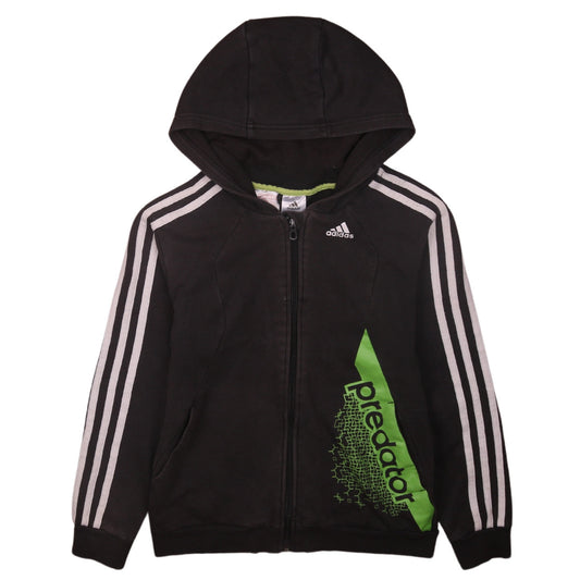 Additional front view of Adidas boys’ black full zip hoodie, size 11-12, years sportswear