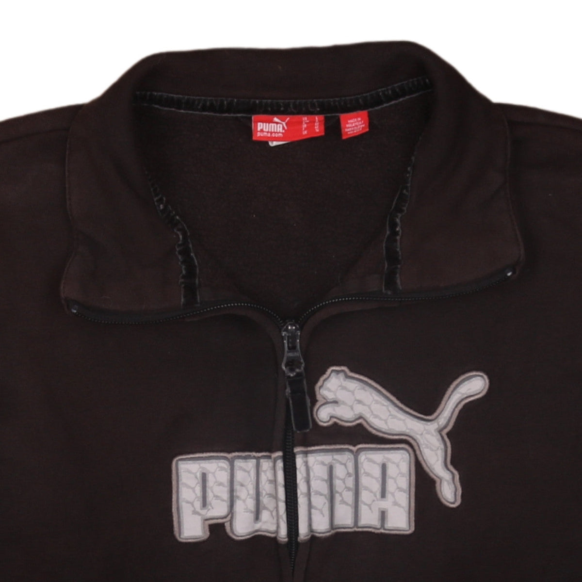Brand and care label for Puma women’s black full zip hoodie sweatshirt uk 14 l logo cotton blend