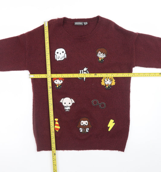 Womens UK Size 2XS Harry Potter Red Pullover Jumper