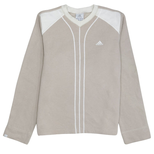 Additional front view of Adidas boys’ beige v-neck pullover sweatshirt, size 176, long sleeve