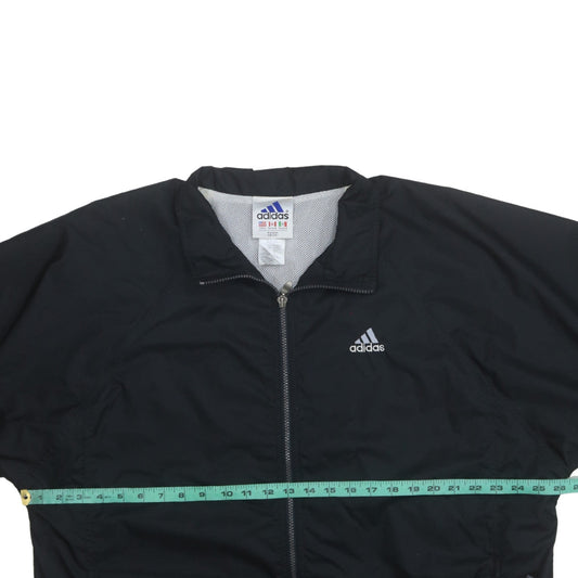 Adidas Mens Black L Windbreaker Zip Jacket Lightweight Sportswear