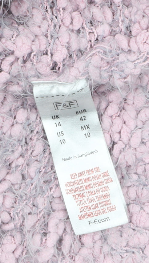 Womens UK Size 14 F&F Pink Pullover Jumper