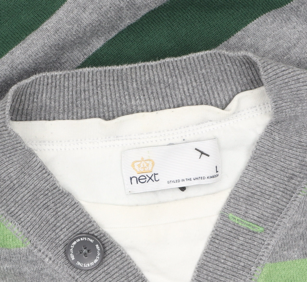 Mens UK Size L NEXT Green Henley Jumper