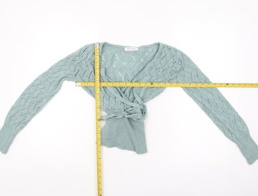 Womens UK Size 8 Topshop Green Wrap Jumper