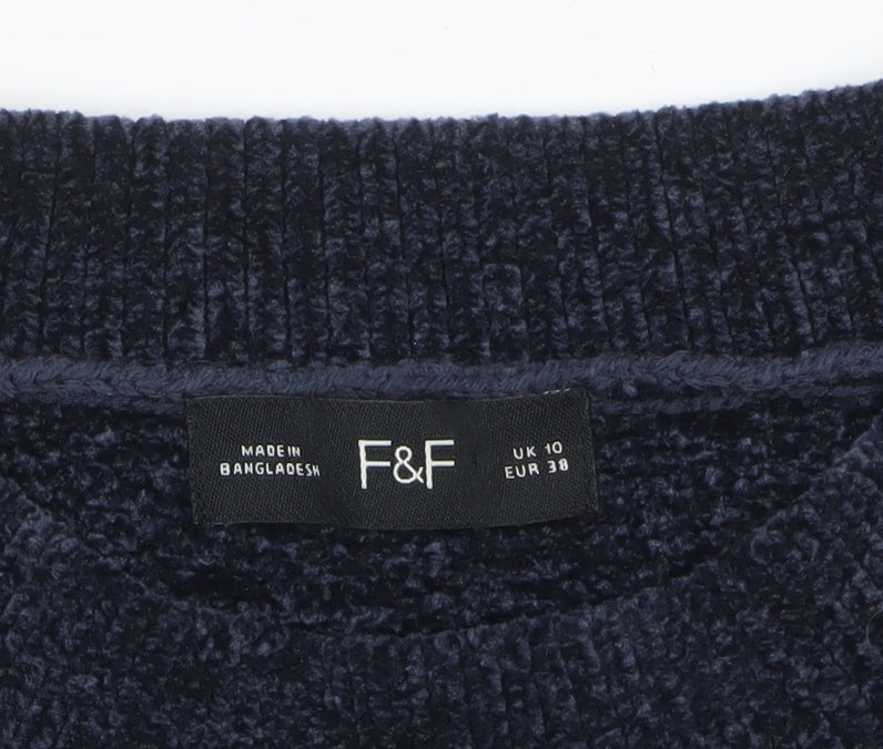 Womens UK Size 10 F&F Blue Pullover Jumper
