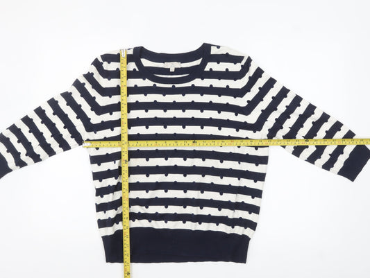 CC Petite Women's Blue Striped 3/4 Sleeve Pullover Jumper XL
