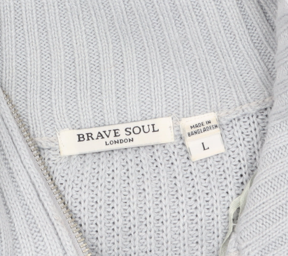 Womens UK Size L Brave Soul Grey Full Zip Jumper