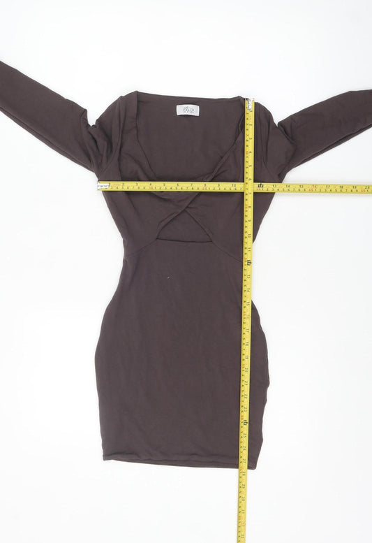 Oh Polly Women’s Brown Long Sleeve Bodycon Mini Dress Size 4