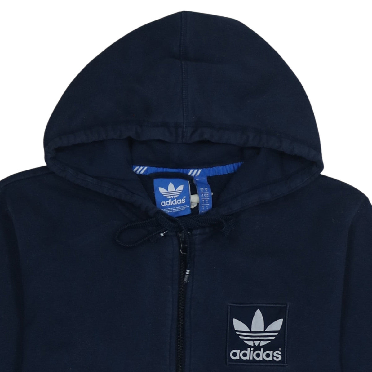 Additional view of Adidas Men’s Blue Full Zip Hoodie, size S, Fleece Logo Sweatshirt