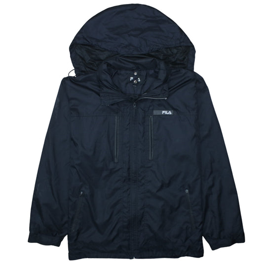 Mens UK Size 2XL FILA Black Windbreaker Coat