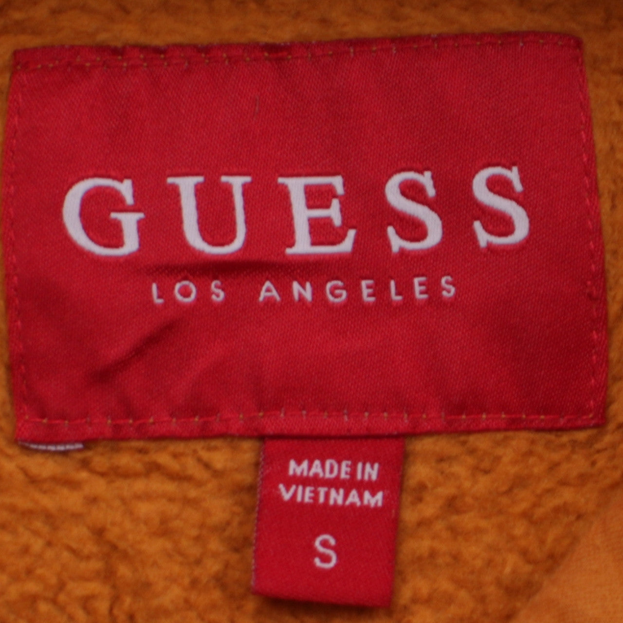 Guess Mens Brown Logo Pullover Hoodie Size S Fleece