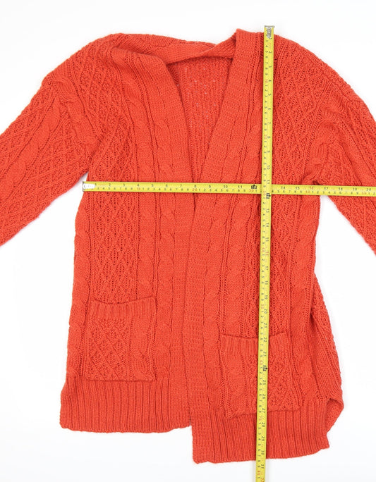 Next Women’s Orange Cable Knit Long Sleeve Open Cardigan XS