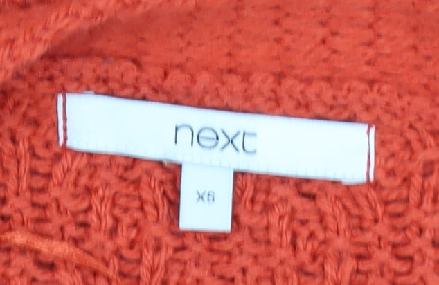 Next Women’s Orange Cable Knit Long Sleeve Open Cardigan XS